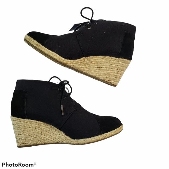 Toms Shoes - Tom's Lace up Espadrille Wedge Booties 9.5 NWT